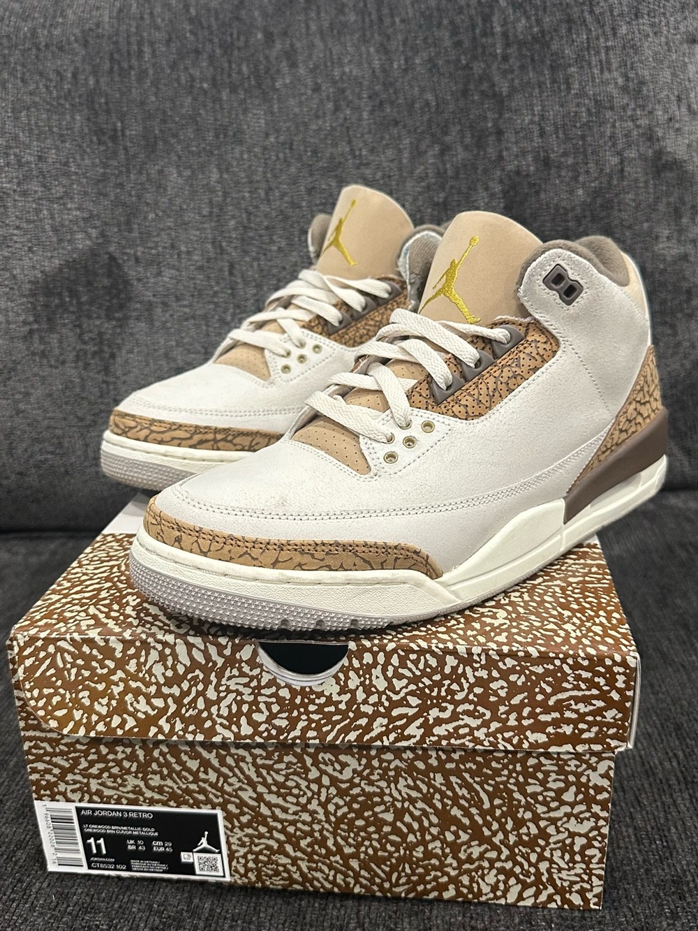 Air Jordan 3 Orewood Men’s Sneakers in Cream, Tan and Gold